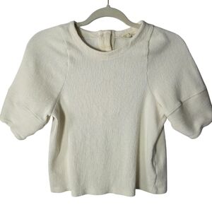 Madewell Ottoman Jacquard Button-Back Blouse – Vintage Parchment – Size XS